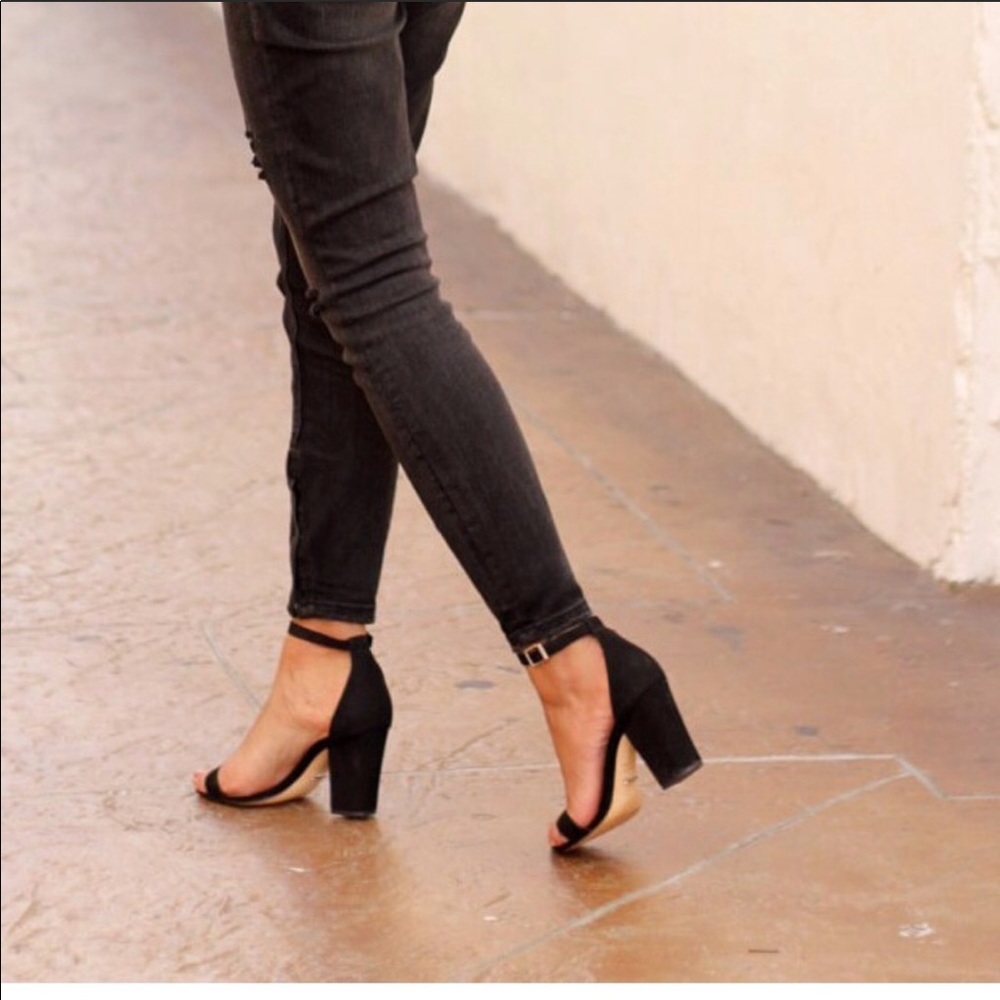 Jenny Lee Black Strap Block Heels